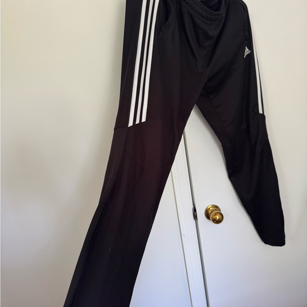 adidas Black Track Pants with White Stripes